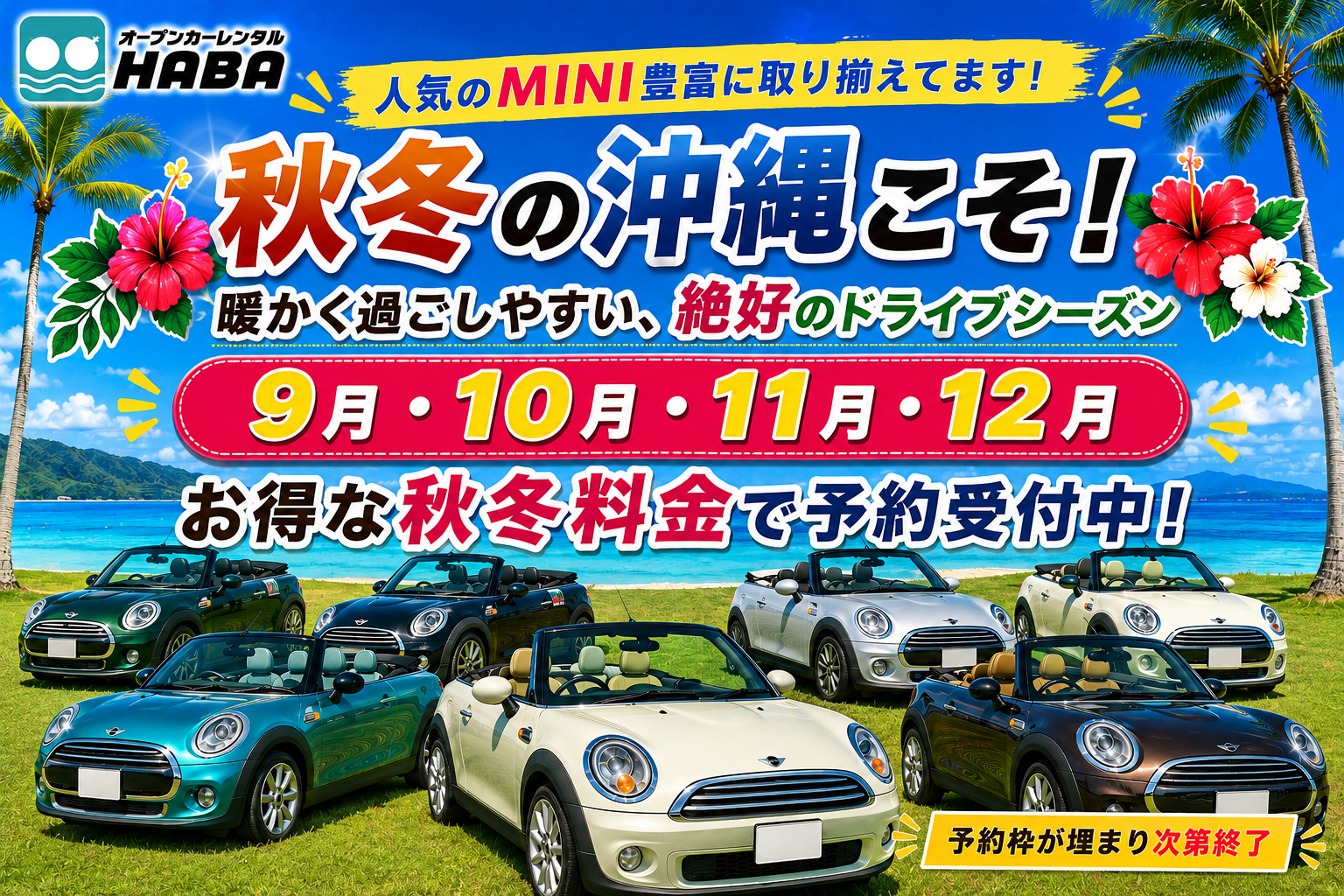 【期間限定超特価】人気のMINIで沖縄の旅をもっとお得に楽しもう！【4人乗り】